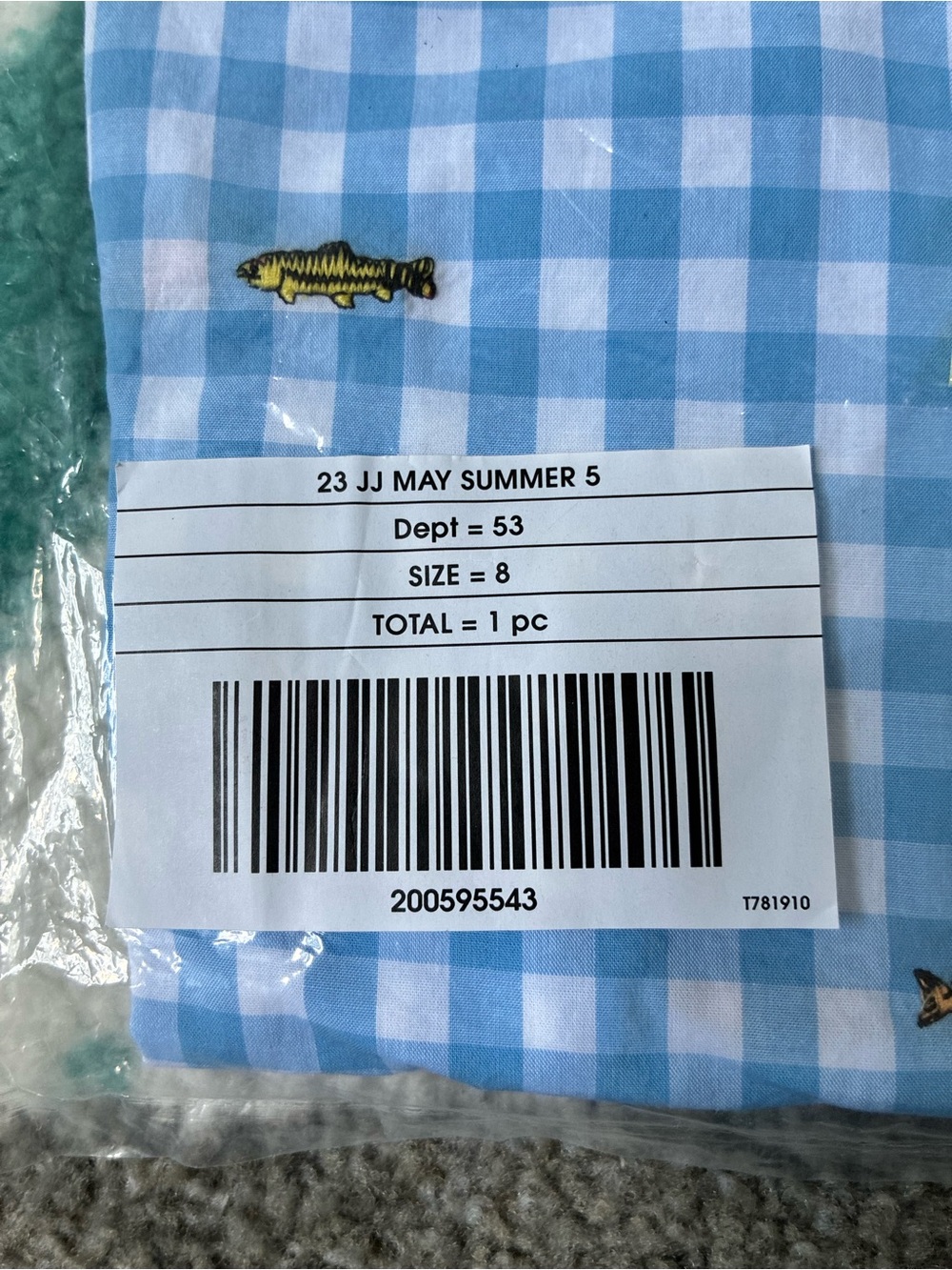 NWT - Janie and Jack Embroidered Fish Gingham Shirt (Blue/White) Size 8 - Picture 8 of 9